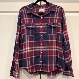Plaid Button-Up Flannel Shirt
